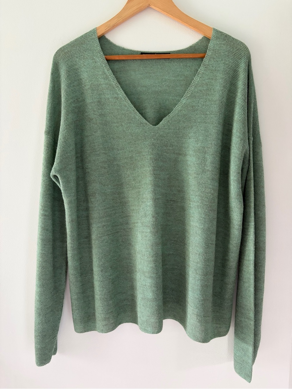Peruvian Connection XL Sea Green V-Neck Sweater Baby Alpaca Blend